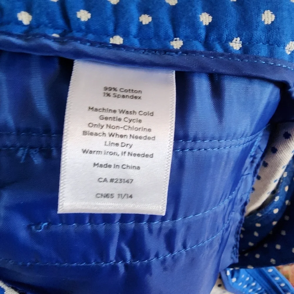 Talbots Women's Hampshire Preppy Curvy Crop Blue Polka Dot Size 2 - Picture 4 of 8